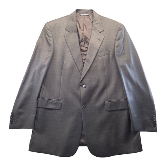 Ermenegildo Zegna Coppley Mens Navy‎ Blue Check Wool and Silk Blazer Mens 42R